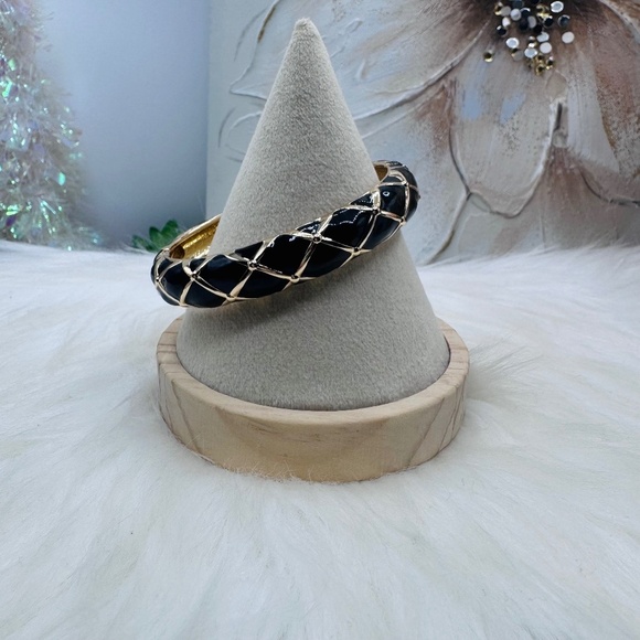 Jewelry - Black & Gold  Design Thick Enamel Bangle Bracelet